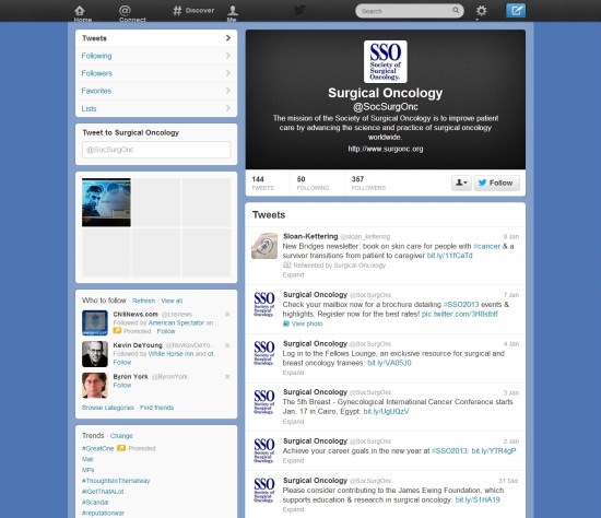 Society of Surgical Oncology Twitter screenshot